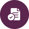 Verified document graphic in circular frame