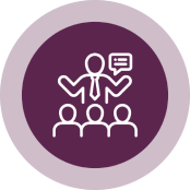 Purple circle with left and right arrows.
